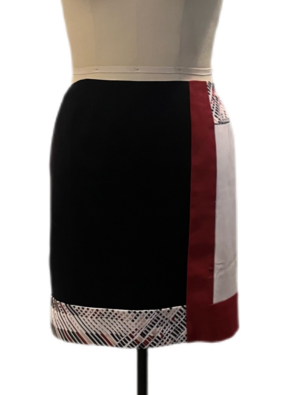 WHBM White House Black Market Colorblock Skirt in Black, White & Rust